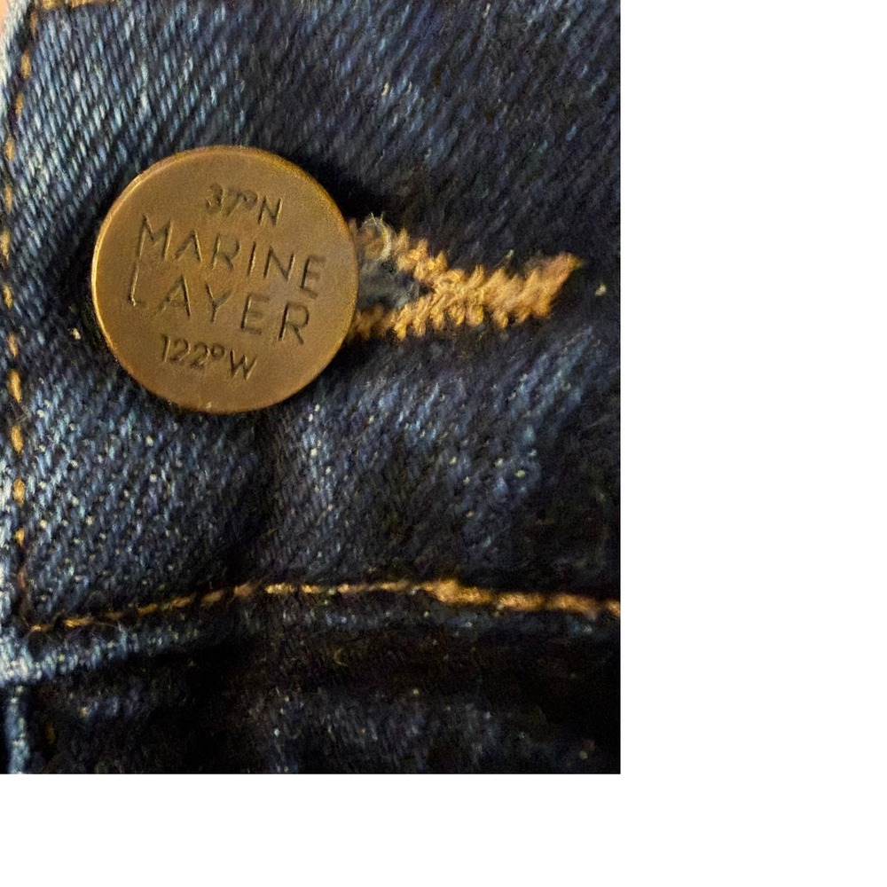 Marine Layer Original Slim Mens Jeans 36x34 Dark Wash Indigo Denim Pants - Picture 3 of 4